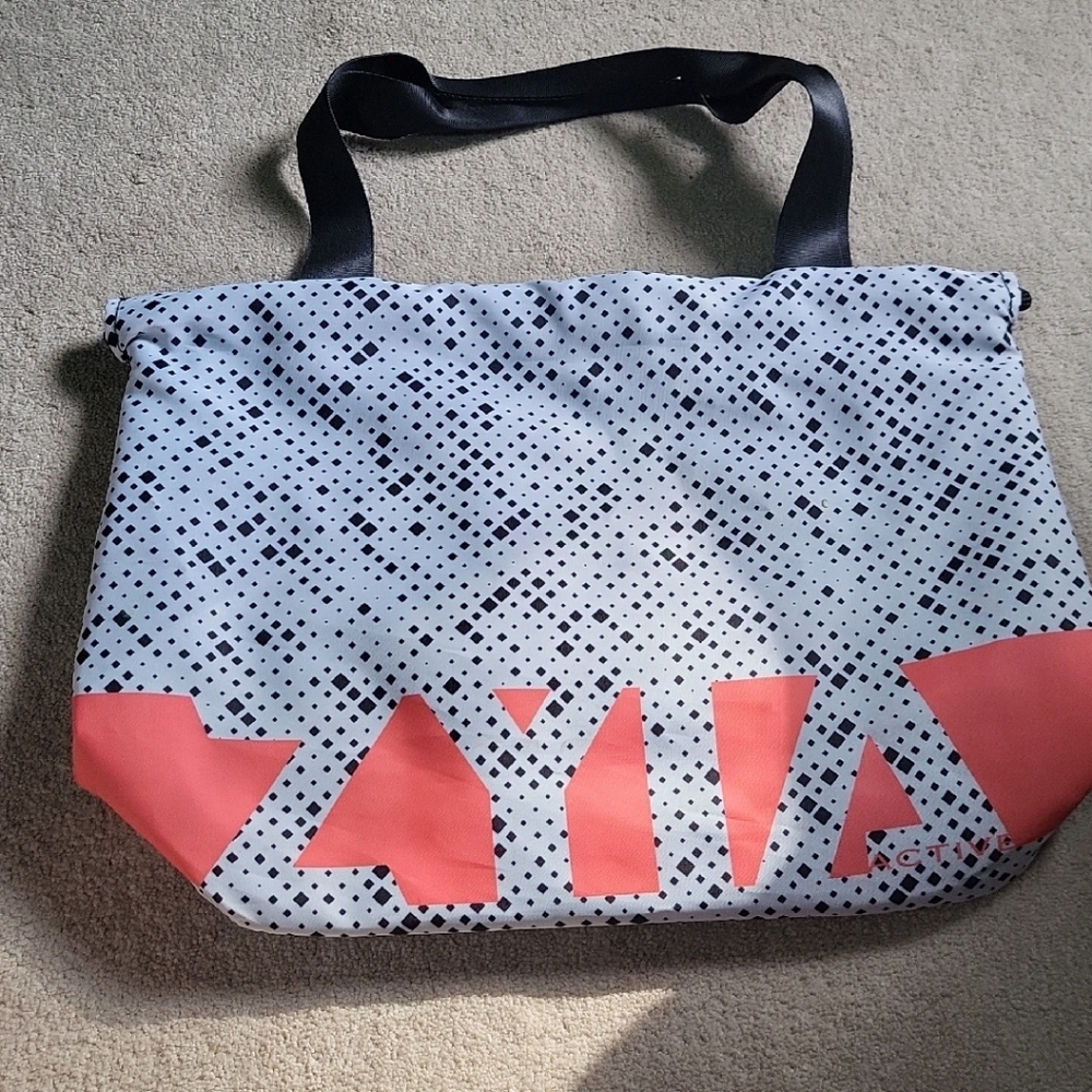 ZYIA Black and Pink Tote Bag with Geometric Accents